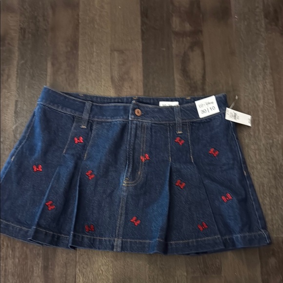 Disney Minnie “mini” Denim Skirt with Red Embroidery - Picture 1 of 4